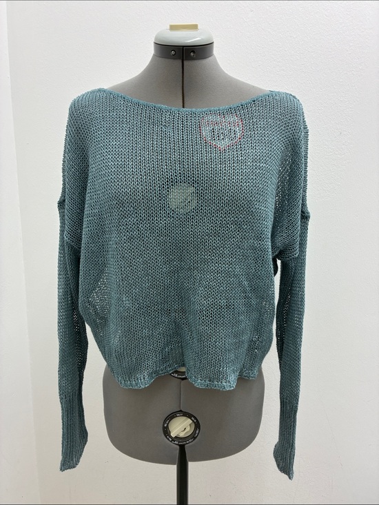 Ralph Lauren Sweaters - Ralph Lauren Teal Open-Weave Off-the-Shoulder Sweater